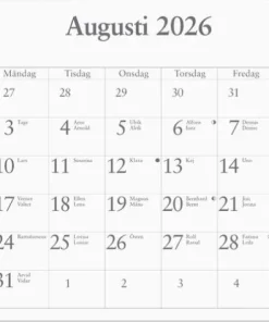 Kalender 2026 Månadsblock 240x152 mm