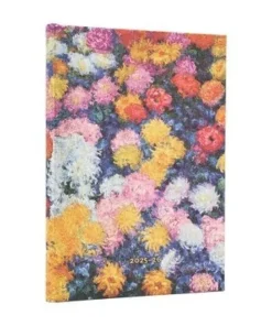 Kalender 2025-2026 Paperblanks 18-månader Midi horisontal - Monet´s Chrysanthemums