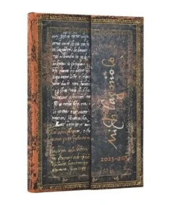 Kalender 2025-2026 Paperblanks 18-månader Mini horisontal - Michelangelo Hand writing