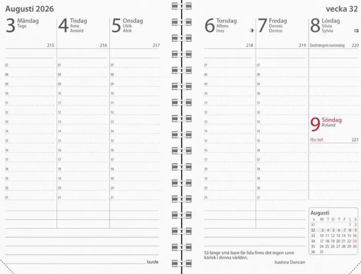 Kalender 2026 Prestige svart konstläder spiralb