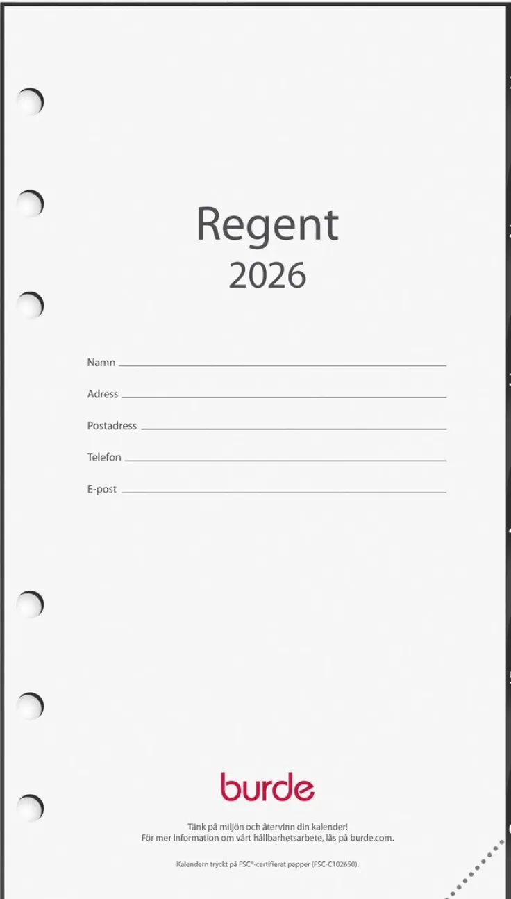 Kalender 2026 Regent grundsats
