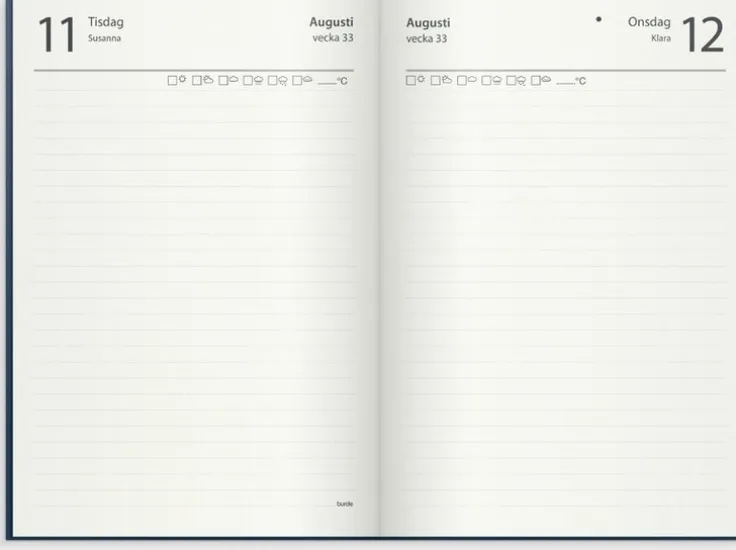 Kalender 2026 1-årsdagbok blått konstläder
