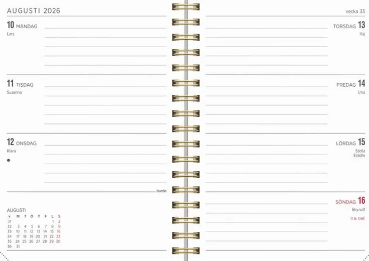 Kalender 2026 Senator A6 två färger