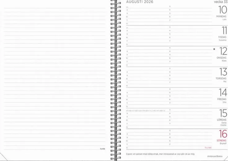 Kalender 2026 Stor Veckokalender Twist svart