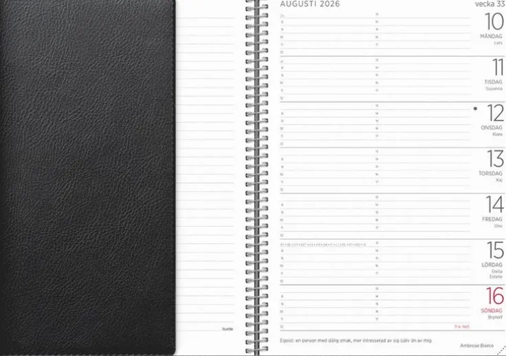 Kalender 2026 Stor Veckokalender Twist svart