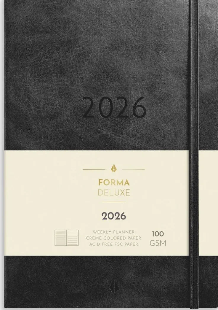 Kalender 2026 Stor Veckokalender Forma Deluxe svart