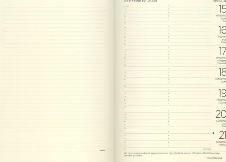 Kalender 2025 Stor Veckokalender Forma Deluxe svart