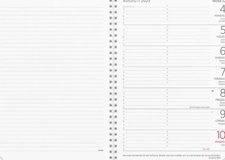 Kalender 2025 Stor Veckokalender refill