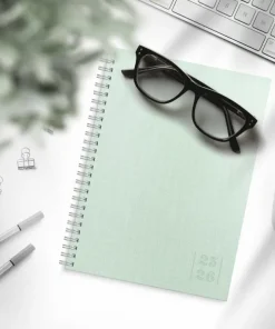 Kalender 2025-2026 Study A5 Textile grön