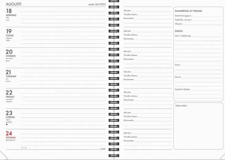 Kalender 2025-2026 Träningskalendern 2i1
