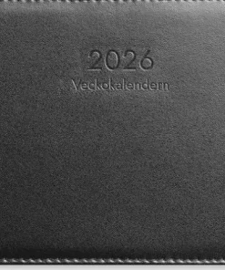 Kalender 2026 Veckokalendern svart skinn