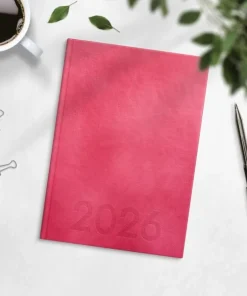 Kalender 2026 Weekly A5 rosa konstläder