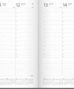 Kalender 2026 Weekly A5 svart konstläder