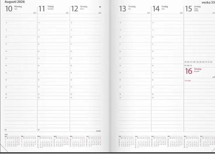 Kalender 2026 Weekly A5 svart konstläder