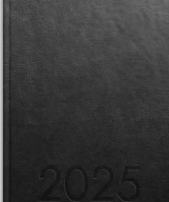 Kalender 2025 Weekly A5 svart konstläder