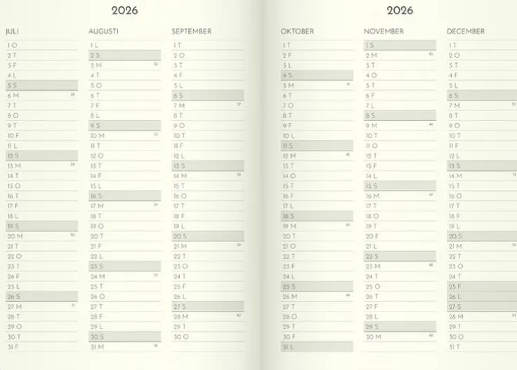 Kalender 2026 Weekly Deluxe
