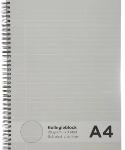 Kollegieblock A4 linjerat - grå inlaga/vita linjer