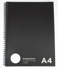 Kollegieblock A4 linjerat svart