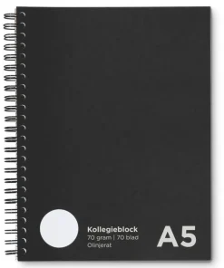 Kollegieblock A5 olinjerat svart