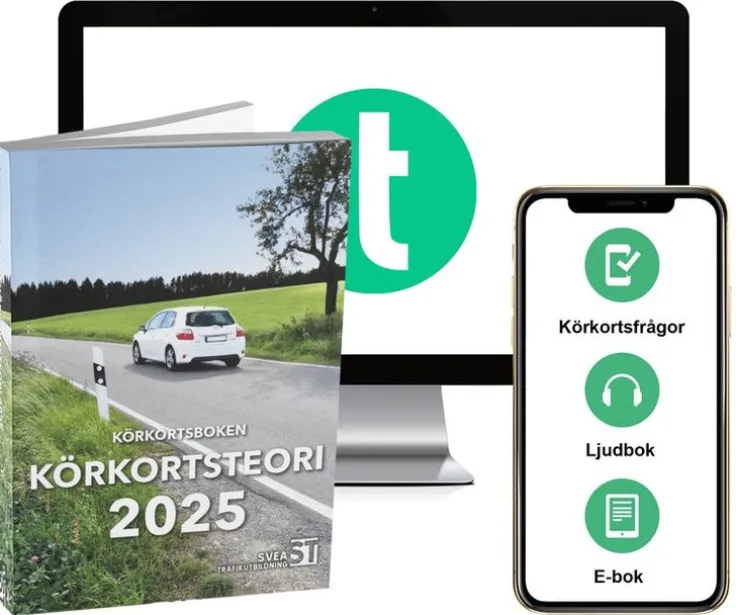 Körkortsboken Körkortsteori 2025 (bok + digitalt teoripaket med körkortsfrågor, övningar, ljudbok & ebok)