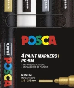 Marker Posca PC-5M guld, silver, vit, svart