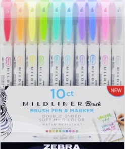 Markerpenna Zebra Mildliner Brush 10 färger