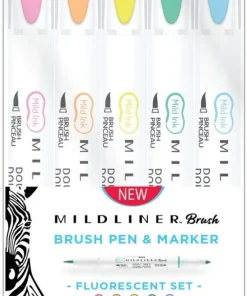 Markerpenna Zebra Mildliner Brush Fluorescent 5 färger