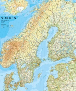 Norden väggkarta, miljö i papptub, Kartförlaget - LAMINERAD