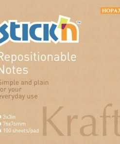 Notisblock Stick'n 76x76mm kraftpapper