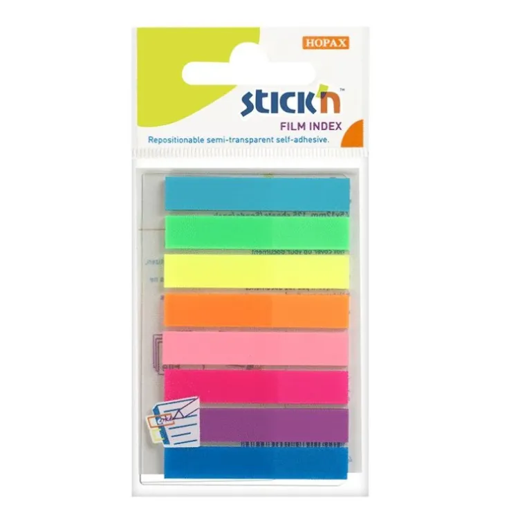 Notisflik Stick'n 45x8mm plast 8 färger neon