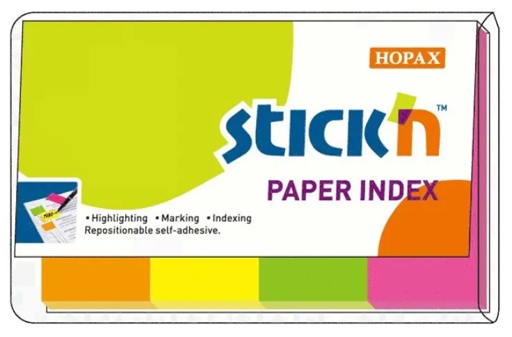Notisflik 19x50mm papper 4 neonfärger