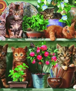 Pussel 500 bitar - Cats on the Shelf