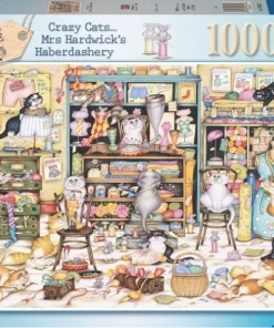 Pussel 1000 bitar - Crazy Cats Haberdashery
