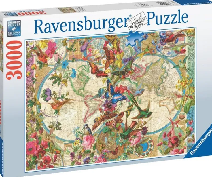 Pussel 3000 bitar - Flora & Fauna World Map