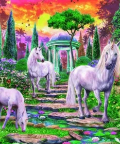 Pussel 2000 bitar Garden unicorns High Quality Collection