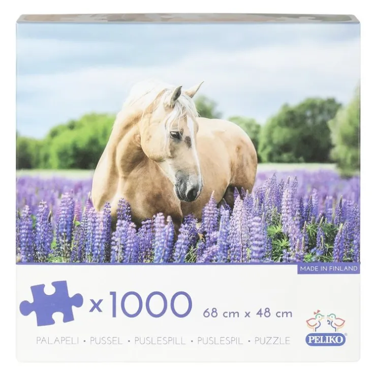Pussel 1000 bitar Hästen med blommor