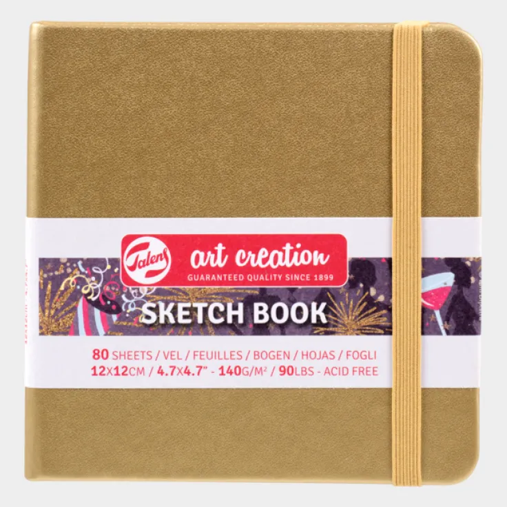 Skissbok 12x12cm Art Creation guld