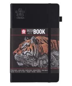 Skissbok 13x31cm Sakura svart papper