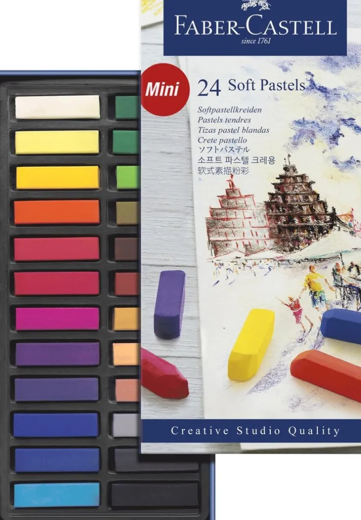Torrpastellkrita Faber-Castell Creative halvlängd 24 färger