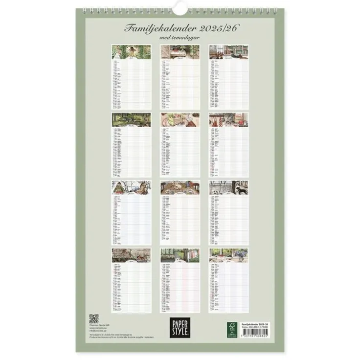 Väggkalender 2025-2026 familj Kajsa Hagelin