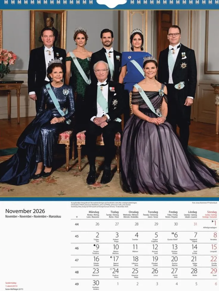 Väggkalender 2026 Kungafamiljen