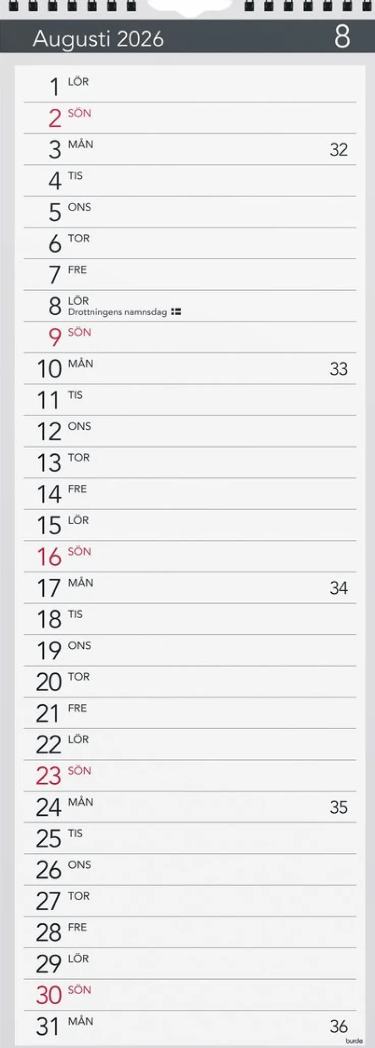 Väggkalender 2026 Lilla Miljökalendern Elegant