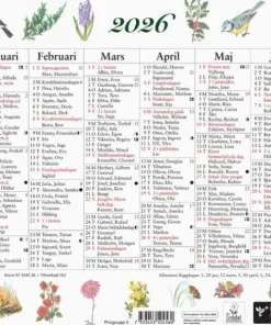 Väggkalender 2026 Lilla Naturalmanackan