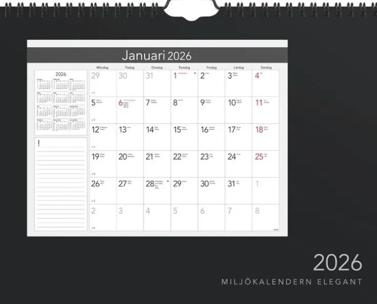 Väggkalender 2026 Miljökalendern Elegant