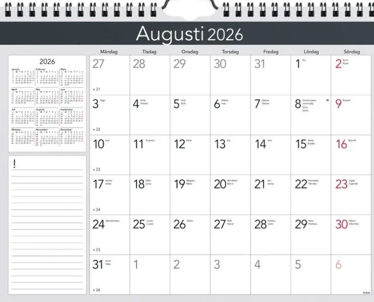 Väggkalender 2026 Miljökalendern Elegant