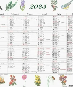 Väggkalender 2025 Stora Naturalmanackan